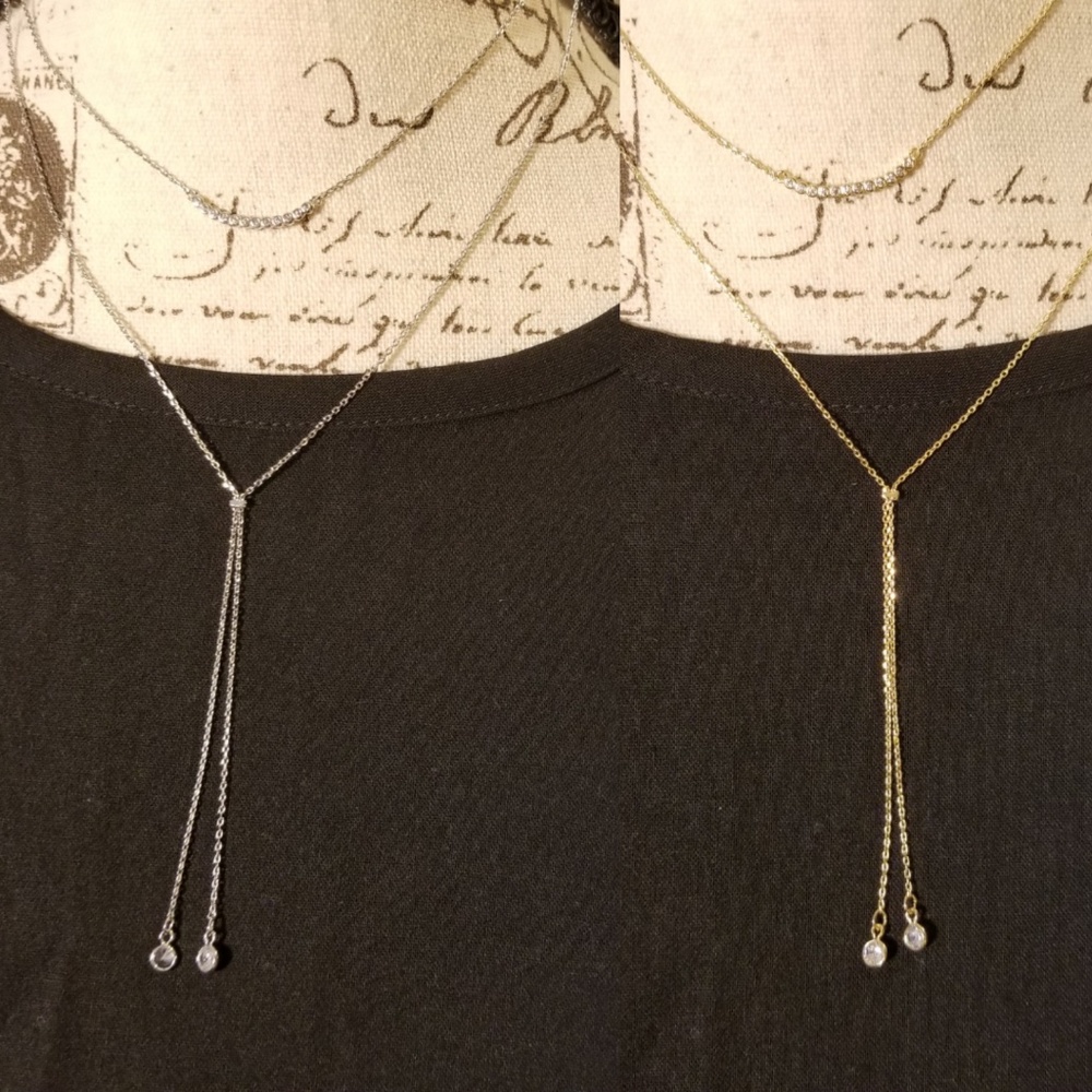 CZ layered stone necklace